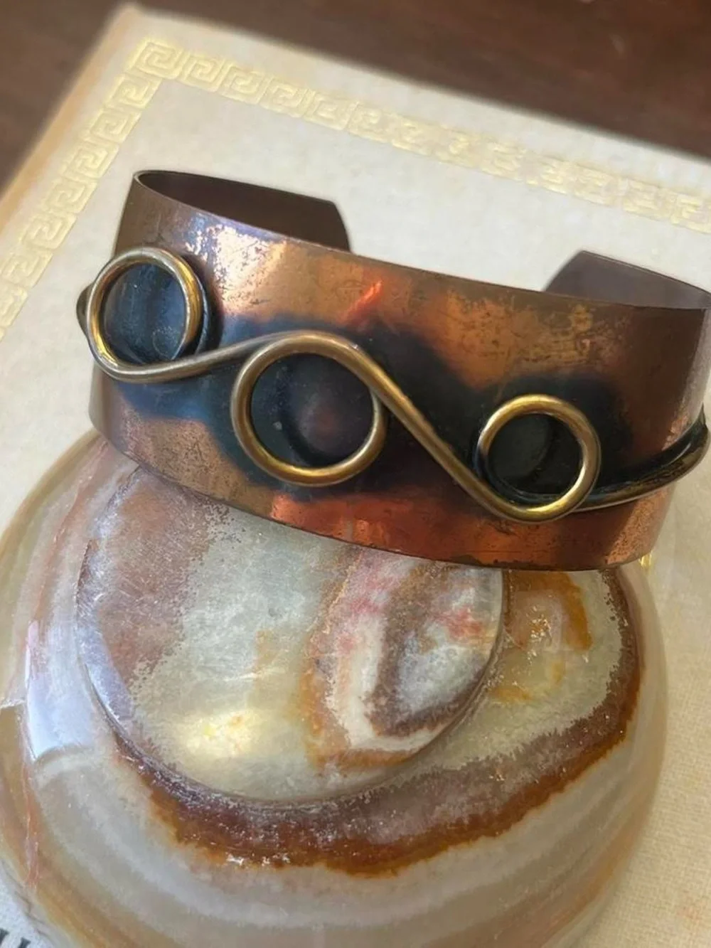 Vintage Boho Whimsical Bangle Bracelet Arm Cuff 50s 60s handmade MCM Jewelry